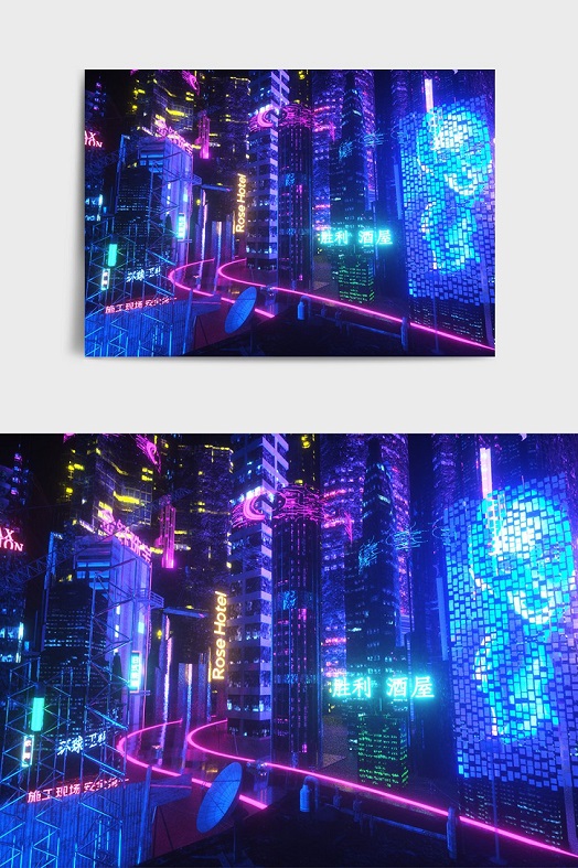 Mô hình thành phố Neon Punk style