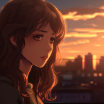 Nữ anime cô gái tóc nâu