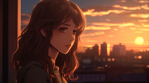 Ảnh nền Nữ anime cô gái tóc nâu