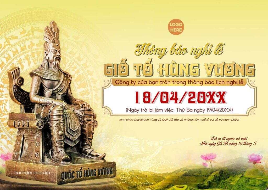 Mẫu banner lịch nghỉ lễ Giỗ Tổ Hùng Vương 10-03