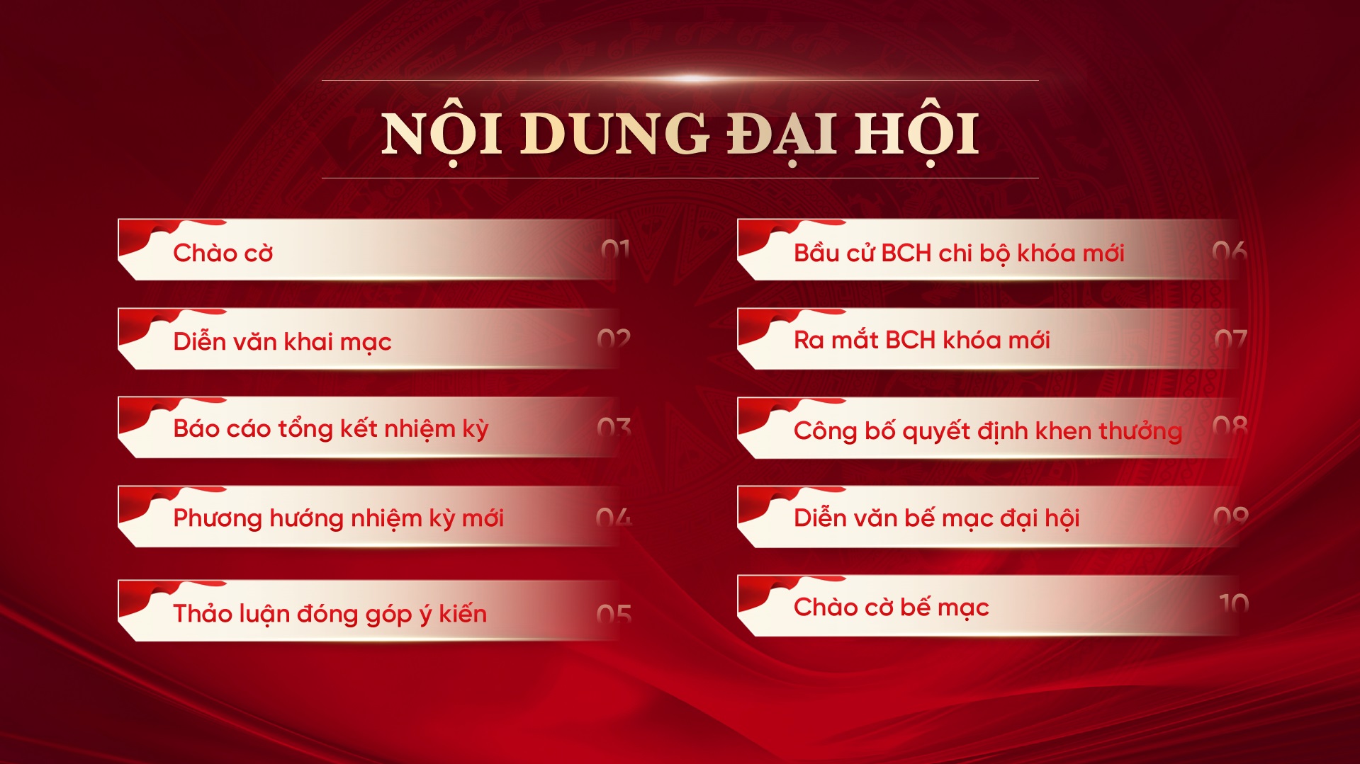 Slide Đại hội Đảng bộ nhiệm kỳ 2025 - 2030 tặng phông chữ (24 slide) 17 Nội dung của Chương trình Đại hội Đảng bộ các cấp
