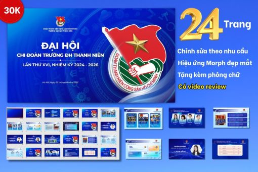 Slide Đại hội Đoàn thanh niên, Chi đoàn 24 trang tặng phông chữ