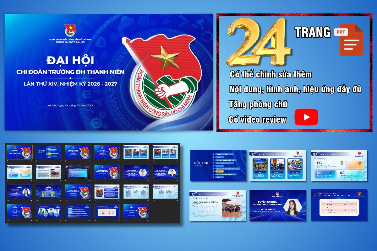 Slide PowerPoint Đại hội Đoàn, 24 trang