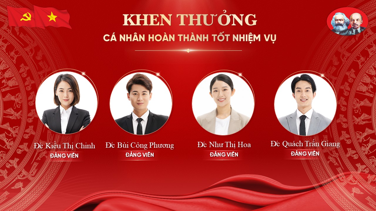 Slide Đại hội Chi Bộ tặng phông chữ (20 slide) 20 Khen thưởng cá nhân hoàn thành tốt nhiệm vụ