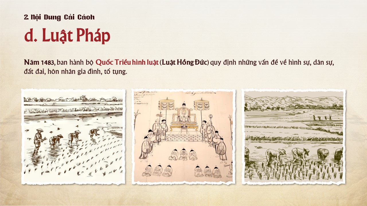 Slide về Vua Lê Thánh Tông và cuộc cải cách tặng kèm phông chữ 15 Luật pháp