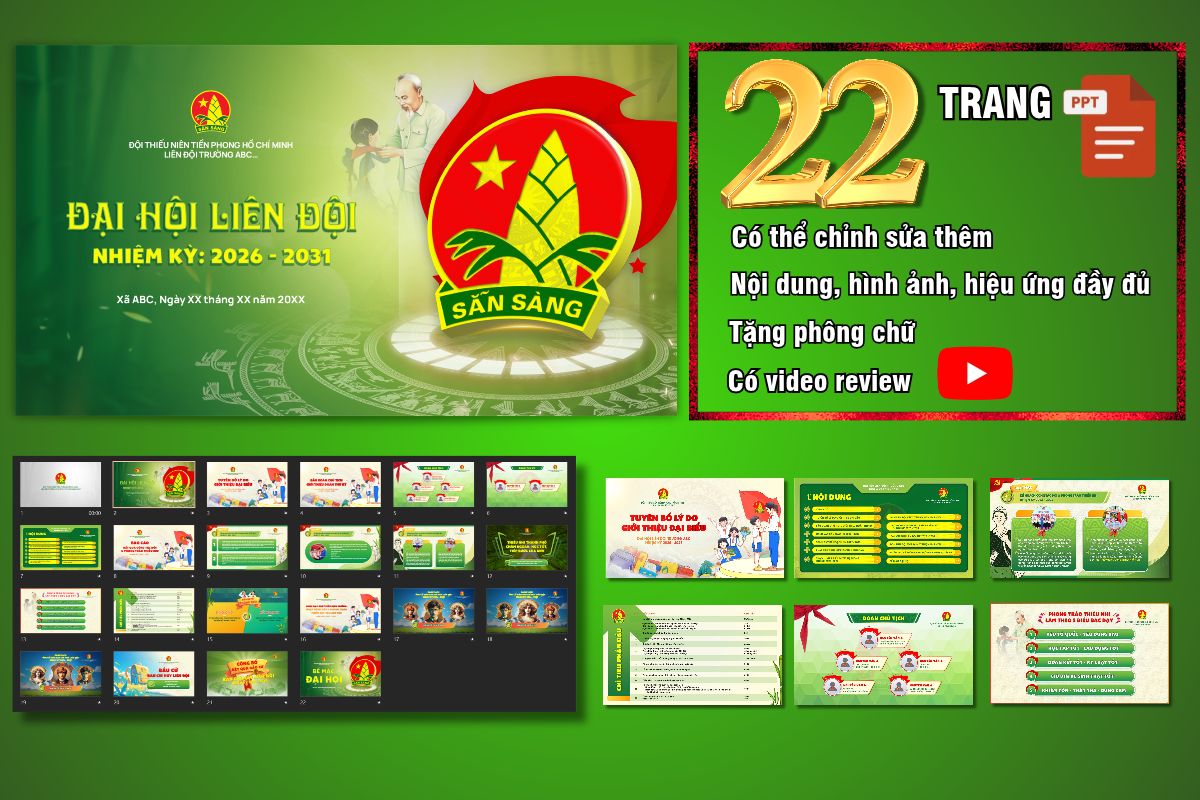 Slide PowerPoint Đại hội Liên đội, 22 trang