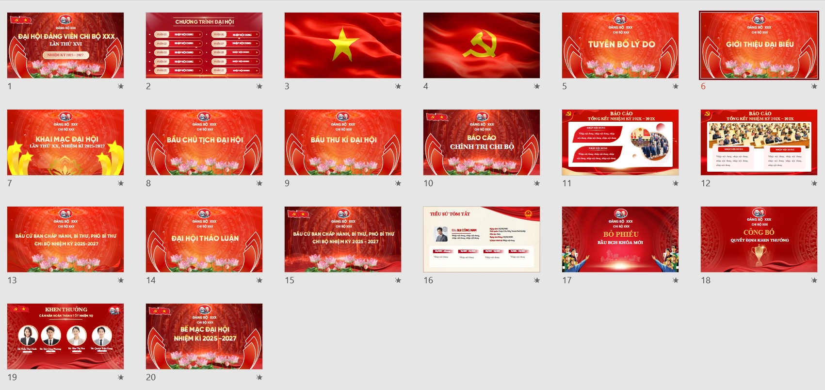 Slide Đại hội Chi Bộ tặng phông chữ (20 slide) 12 Tất cả các trang của Slide Đại hội Chi bộ