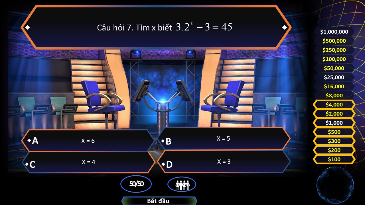 Slide Gameshow trò chơi Ai là Triệu phú VTV3 tặng phông chữ 15 Câu hỏi số 7