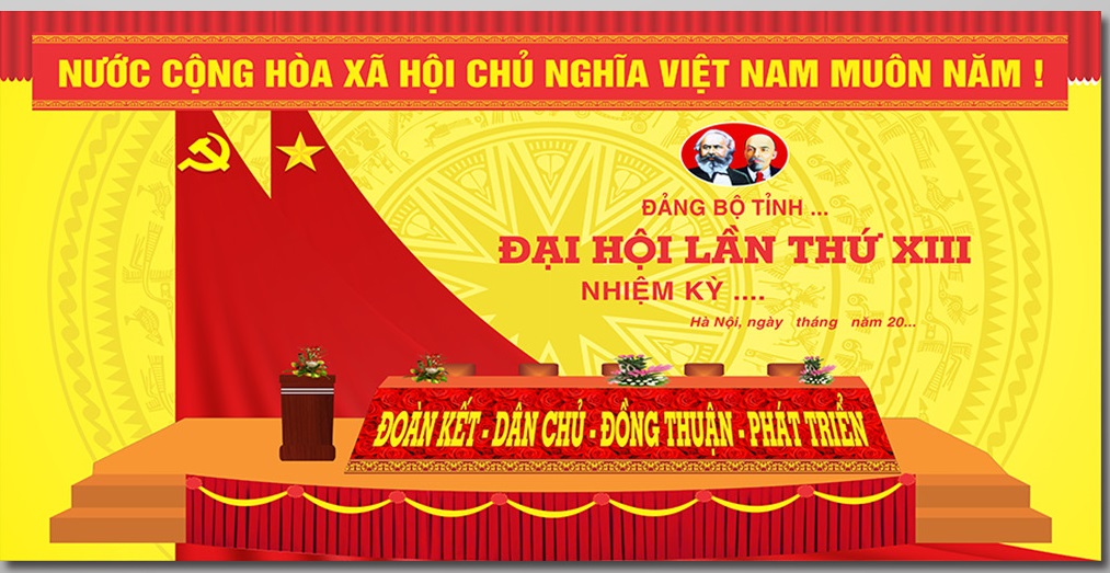 Market trang trí sân khấu Đại hội Đảng bộ bản Corel