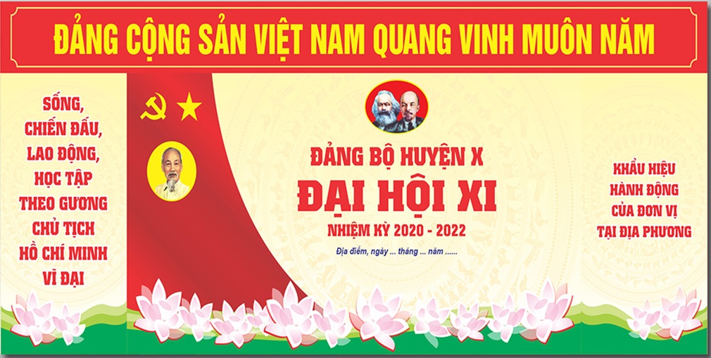 Mẫu backdrop phông nền Đại hội Đảng bộ bản Corel