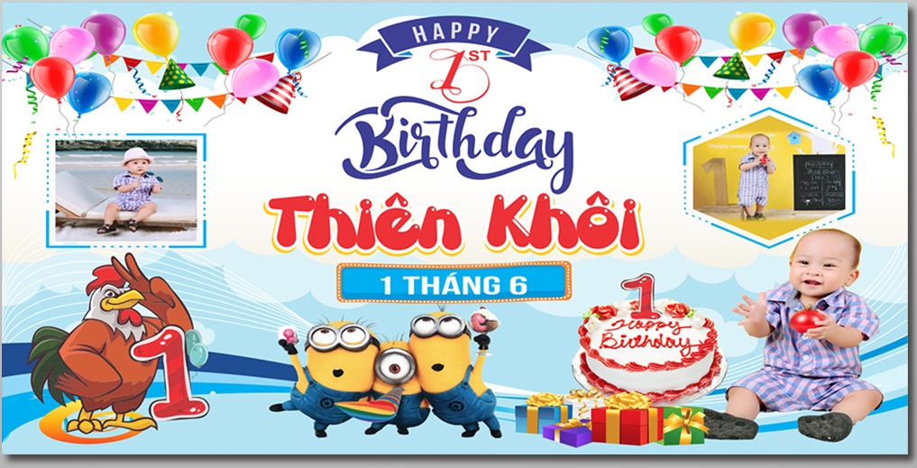 Mẫu background tổ chức tiệc sinh nhật cho bé trai