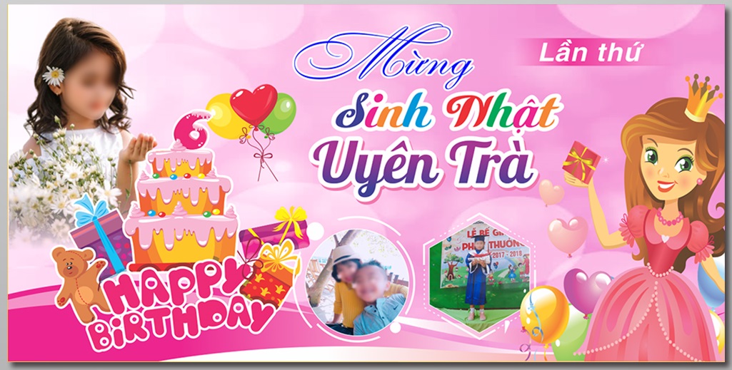Mẫu corel background tiệc sinh nhật cho bé gái