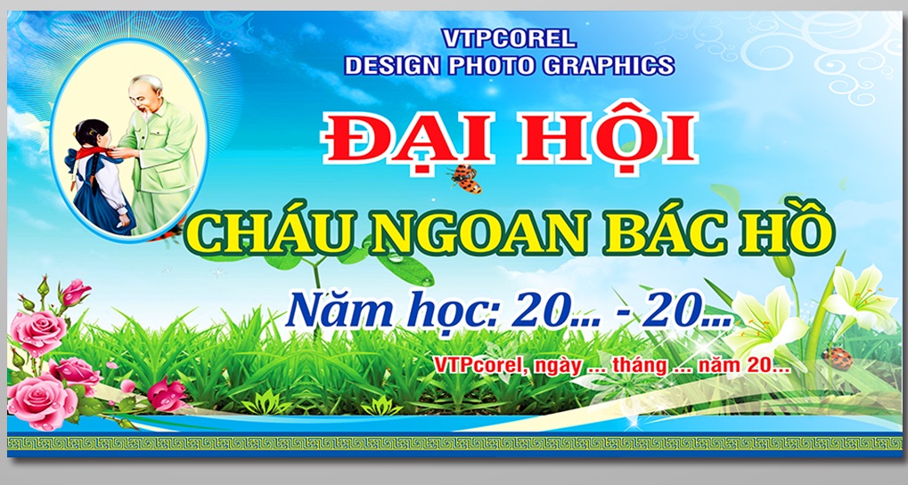 50 Mẫu phông nền Đại hội Đảng, Công đoàn, Đoàn thanh niên, tranh cổ động đẹp 58 Mẫu corel phông nền Đại hội cháu ngoan Bác Hồ
