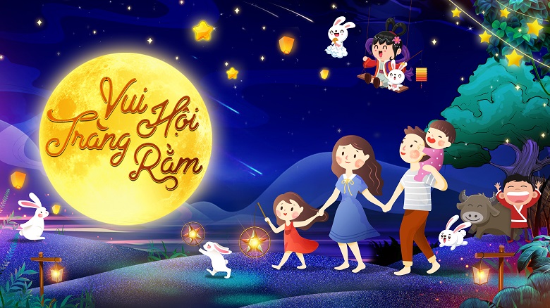 Mẫu phông nền Tết trung thu vui hội trăng rằm