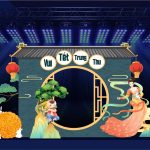 Mẫu backdrop trang trí lễ hội Tết Trung Thu, tặng phông chữ