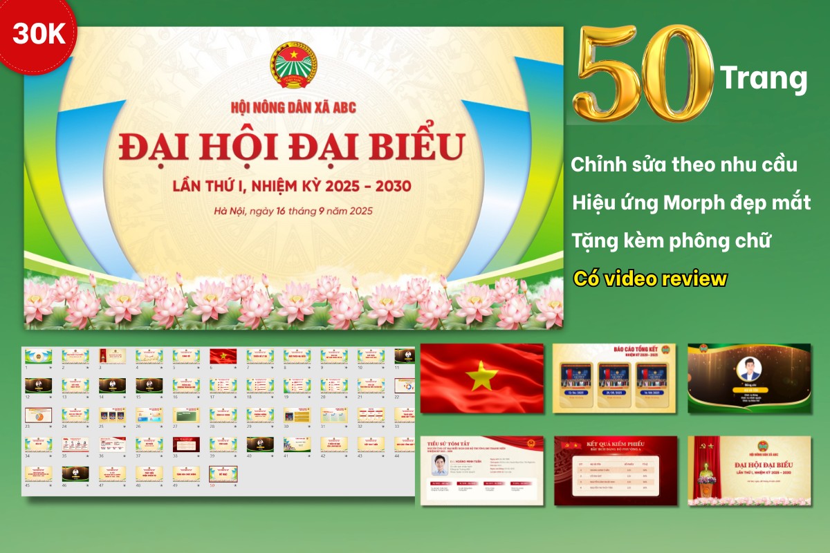 Slide Đại hội Nông dân 50 trang, tặng phông chữ