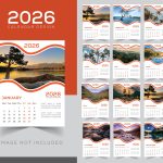 Mẫu file vector cuốn lịch treo tường năm 2026