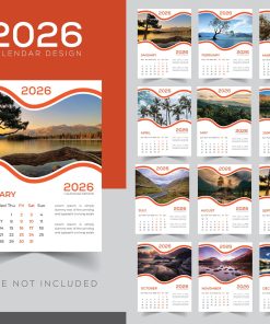 Mẫu file vector cuốn lịch treo tường năm 2026