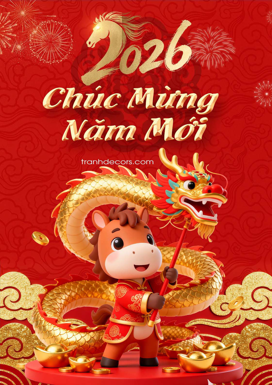 Mẫu hình nền Chúc Tết Bính Ngọ 2026