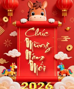 Mẫu hình nền chúc mừng năm mới 2026 Bính Ngọ đẹp