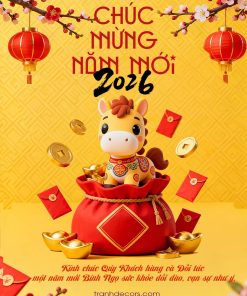 Mẫu poster chúc mừng năm mới 2026 sang trọng