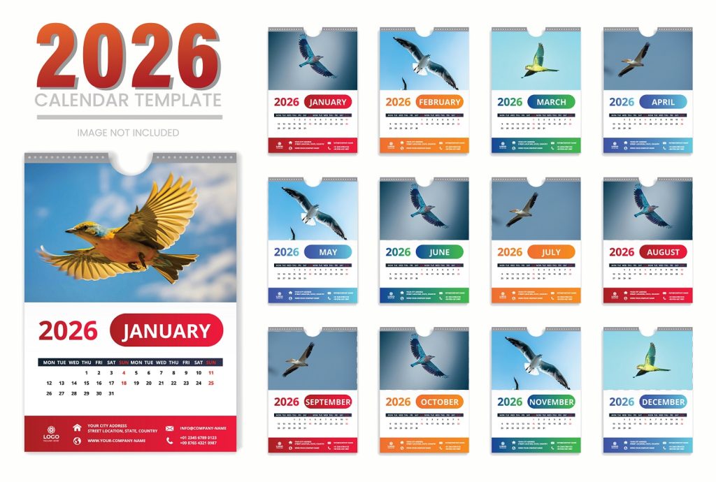 Mẫu tờ lịch năm 2026 in ấn sắc nét