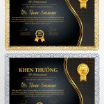 Mẫu vector bằng chứng nhận phông đen vàng