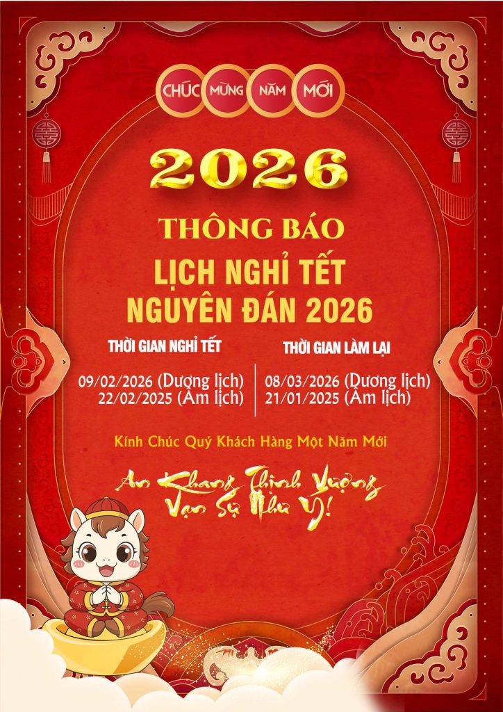 Poster thông báo lịch nghỉ Tết Bính Ngọ 2026