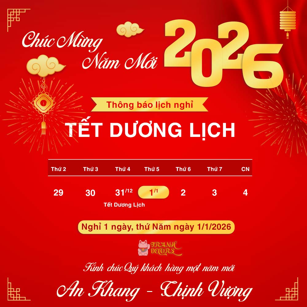 Mẫu thông báo lịch nghỉ Tết Dương lịch 2026 sang trọng