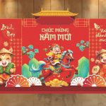 Mẫu corel backdrop trang trí Tết 2026 Mã Đáo Thành Công