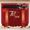 Mẫu vector backdrop trang trí Tết 2026