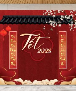 Mẫu vector backdrop trang trí Tết 2026