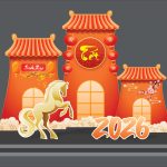 Mẫu vector tiểu cảnh trang trí Tết Bính Ngọ 2026