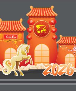 Mẫu vector tiểu cảnh trang trí Tết Bính Ngọ 2026