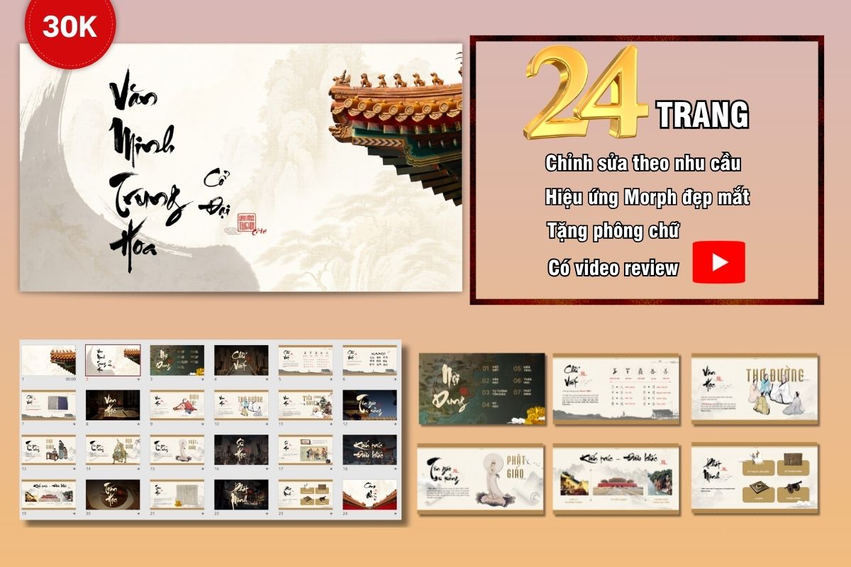 Slide Văn minh Trung Hoa cổ đại 24 trang, tặng phông chữ