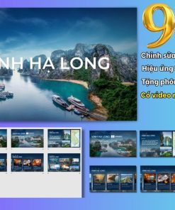 Slide du lịch Vịnh Hạ Long 9 trang tặng phông chữ