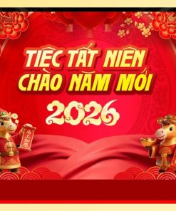Mẫu banner Tiệc Tất Niên Bính Ngọ 2026 bản corel