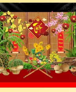 Mẫu tiểu cảnh chợ quê Tết ngoài trời