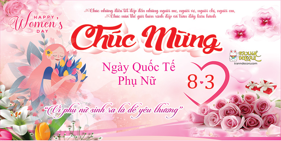Banner lời chúc mừng ngày Quốc tế Phụ nữ 8-3 đẹp
