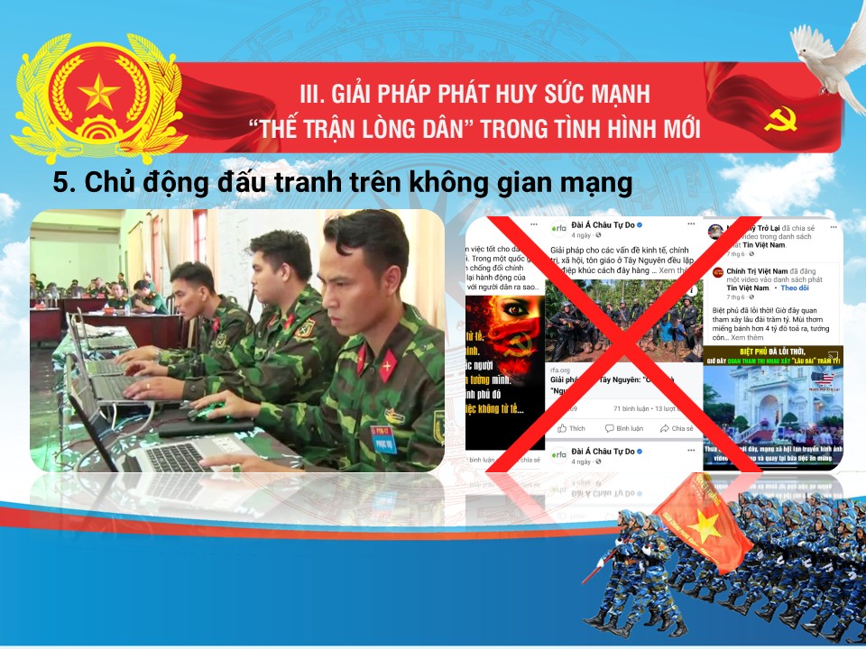 Slide báo cáo viên phát huy sức mạnh Thế Trận Lòng Dân, 32 trang 16 Chủ động chiến đấu trên không gian mạng