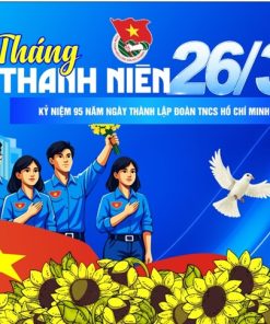 Mẫu backdrop Tháng Thanh Niên chào mừng thành lập đoàn 26-3