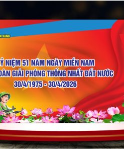 Mẫu backdrop kỷ niệm 51 năm giải phòng miền Nam