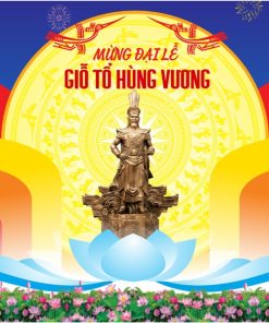 Mẫu backdrop mừng lễ Giỗ Tổ Hùng Vương có hoa sen