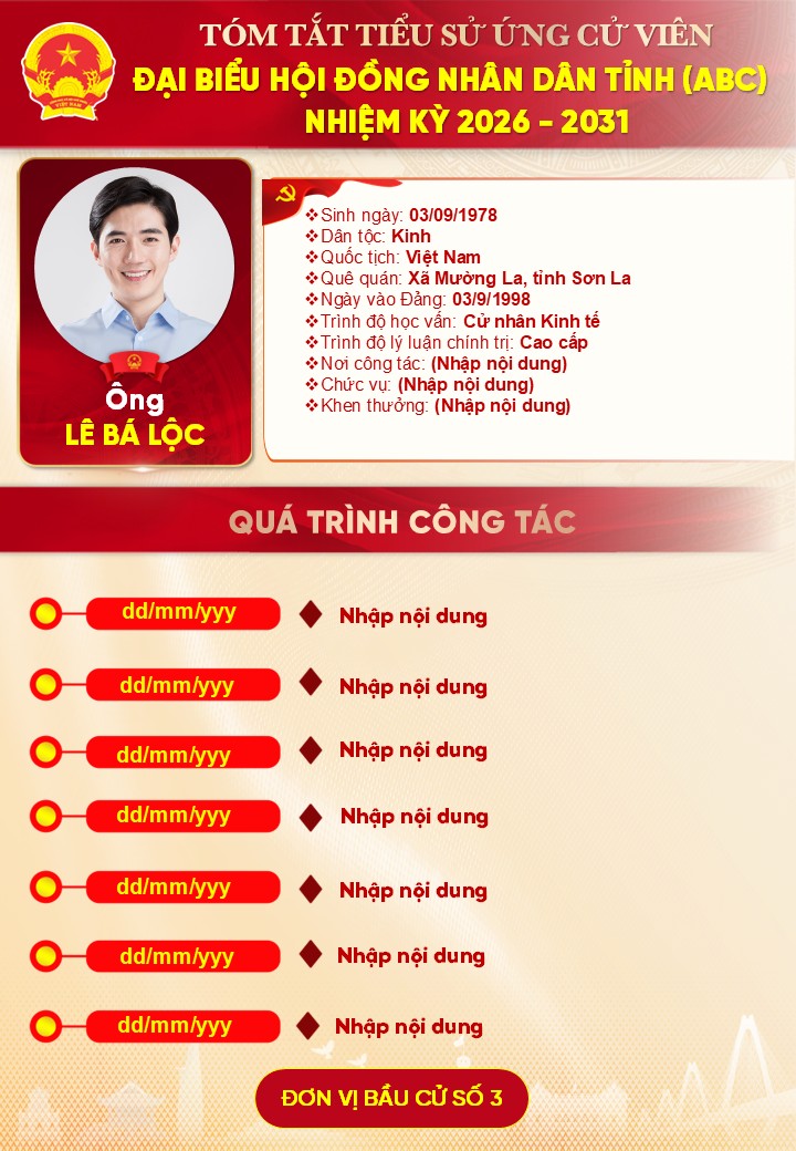 Mẫu banner tóm tắt tiểu sử ứng cử viên Đại biểu khoá XVI