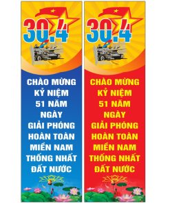 Mẫu phướn dọc treo chào mừng ngày 30 tháng 4