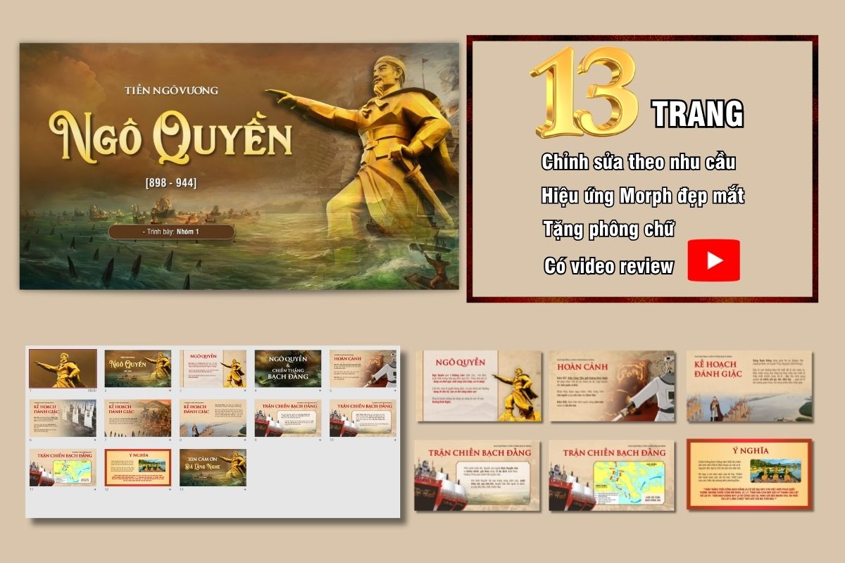 Slide Ngô Quyền và chiến thắng Bạch Đằng 13 trang Slide Ngô Quyền và chiến thắng Bạch Đằng 13 trang