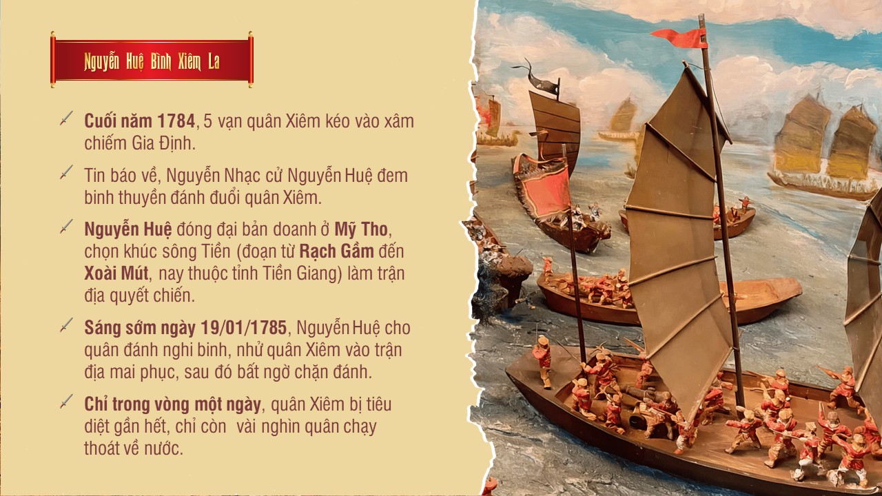 Slide vua Quang Trung - Nguyễn Huệ 19 trang, tặng phông chữ 10 Tóm tắt trận chiến Nguyễn Huệ Bình Xiêm La