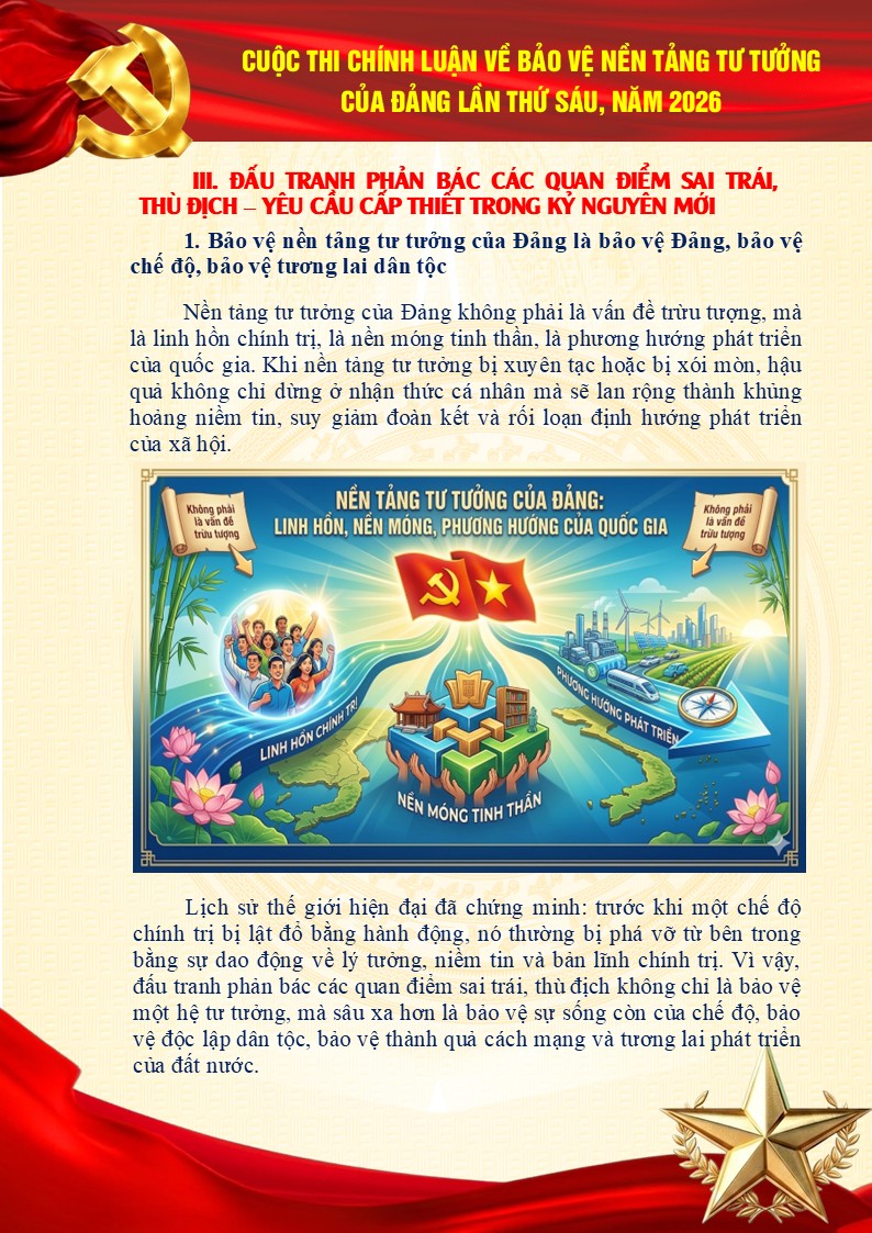 Mẫu bài dự thi chính luận bảo vệ nền tảng tư tưởng của Đảng lần thứ 6 11 Bảo vệ nền tảng tư tưởng của Đảng là bảo vệ Đảng, bảo vệ chế độ, bảo vệ tương lai dân tộc