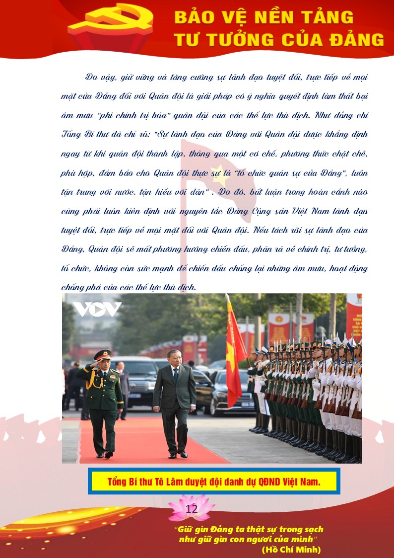 Các giải pháp vô hiệu hoá và đạp tan âm mưu phi chính trị hoá Quân đội của các thế lực thù địch