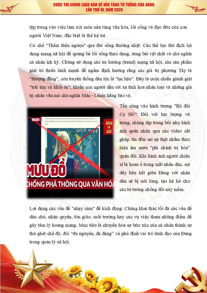 Các mưu đồ chống phá thông qua văn hoá